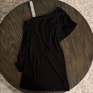 Roz & Ali Black One-Shoulder Top with Embellished Strap